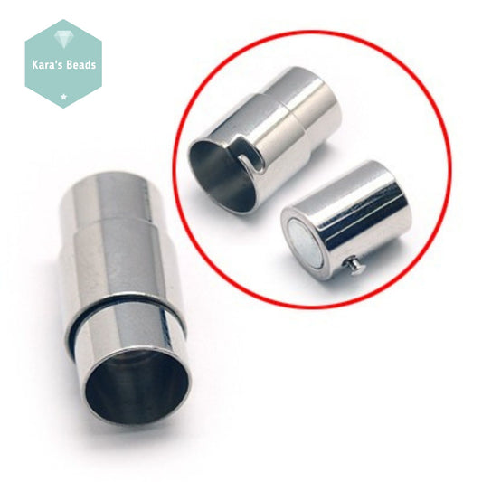 8mm Stainless Steel Magnetic Clasp with Safety Catch 1 pc