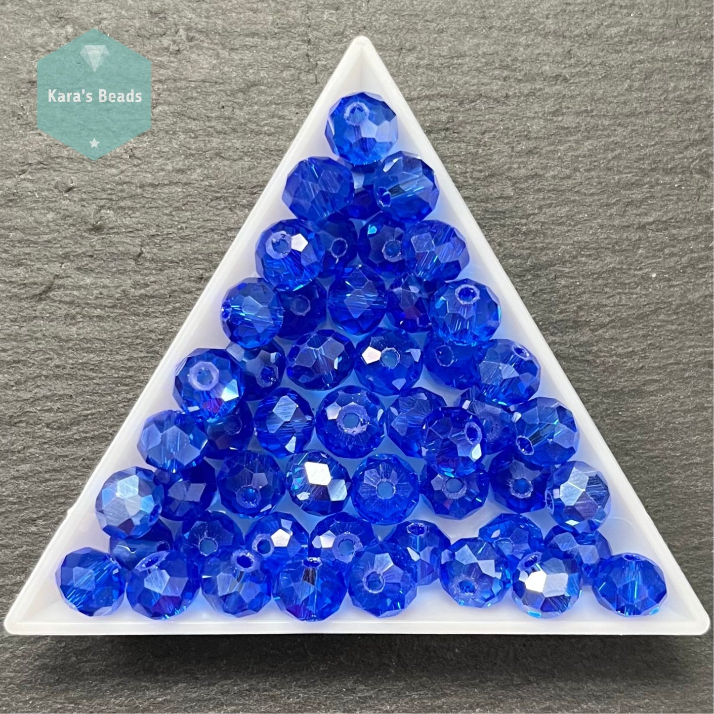 50pcs Tube 6x8 mm Rondelle Beads Transparent Royal Blue Luster