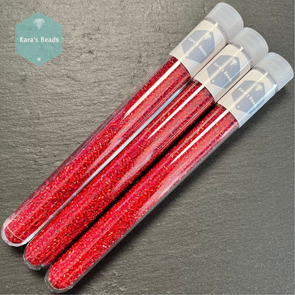 22g Tube 11/0 Miyuki Delica DB602 Dyed Silver Lined Red