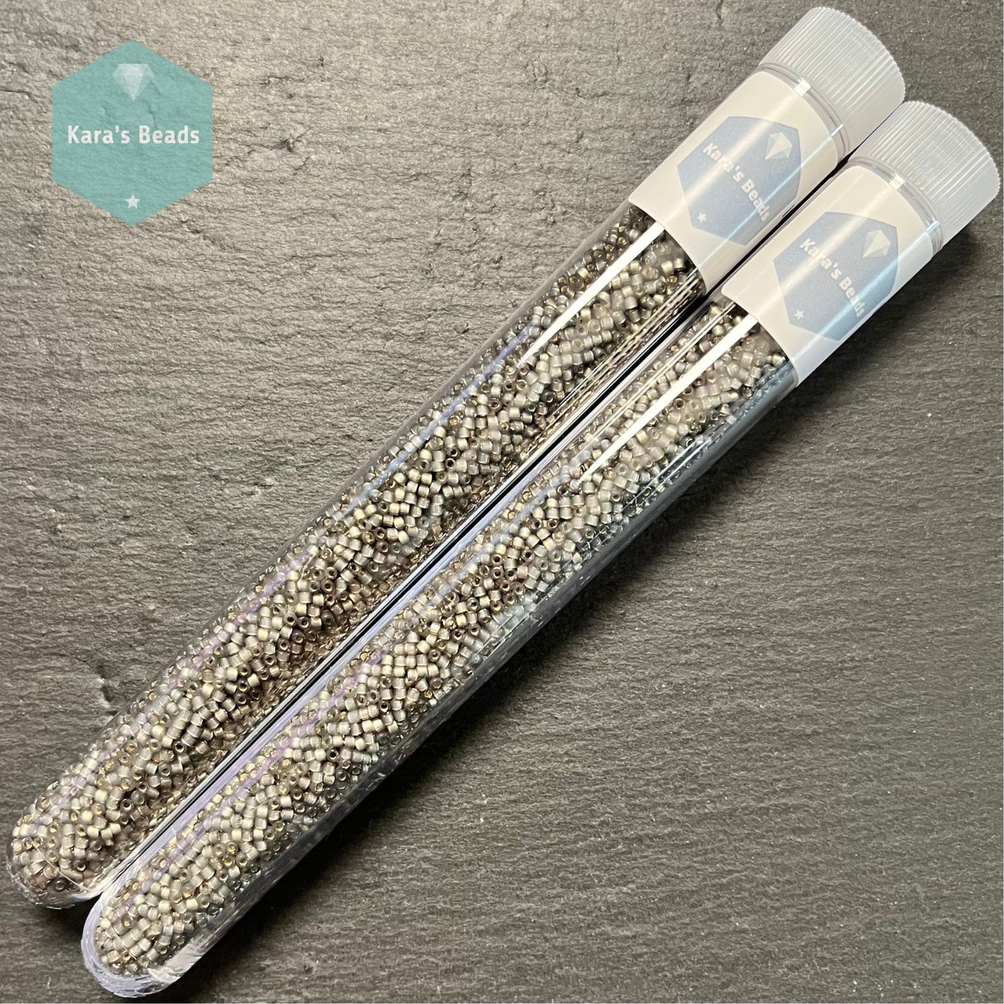 22g Tube 11/0 Miyuki Delica DB631 Dyed Silver Lined Rustic Grey Alabaster