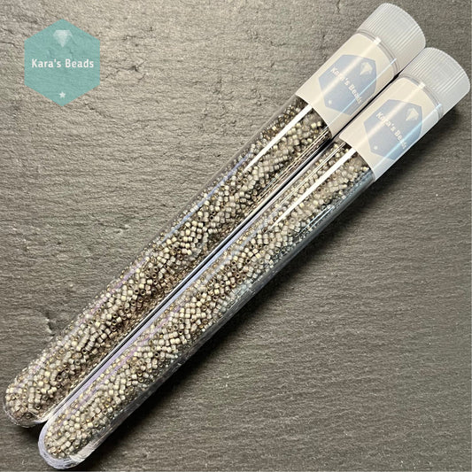 22g Tube 11/0 Miyuki Delica DB631 Dyed Silver Lined Rustic Grey Alabaster