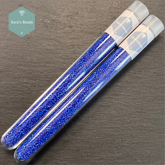 22g Tube 11/0 Miyuki Delica DB1785 White Lined Cobalt AB