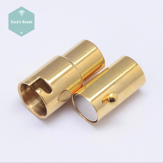 5mm Stainless Steel Magnetic Clasp with Safety Catch Gold 1 pc