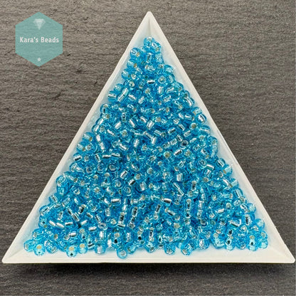 25g Tube 8/0 Miyuki Seed Beads RR8-0018 Silver Lined Aqua