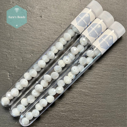 18pcs Tube 8x10 mm Rondelle Beads White Grey Luster