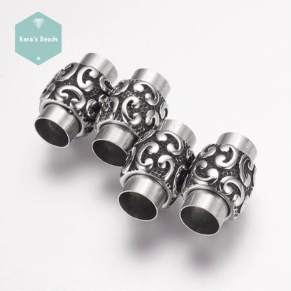 8mm Stainless Steel Magnetic Clasp Groovy Pattern 1 pc