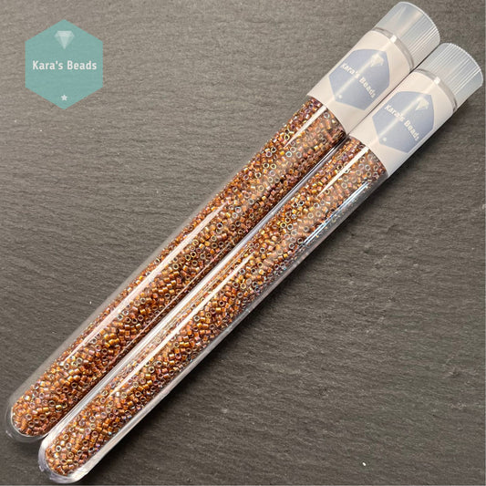 22g Tube 11/0 Miyuki Delica DB1691 Silver Lined Glazed Dark Saffron AB