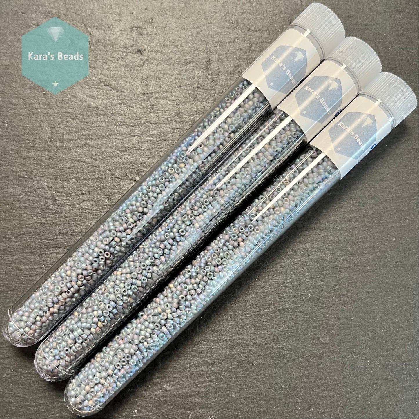 26g Tube 11/0 Miyuki Seed Beads RR11-152FR Transparent Matte Grey AB