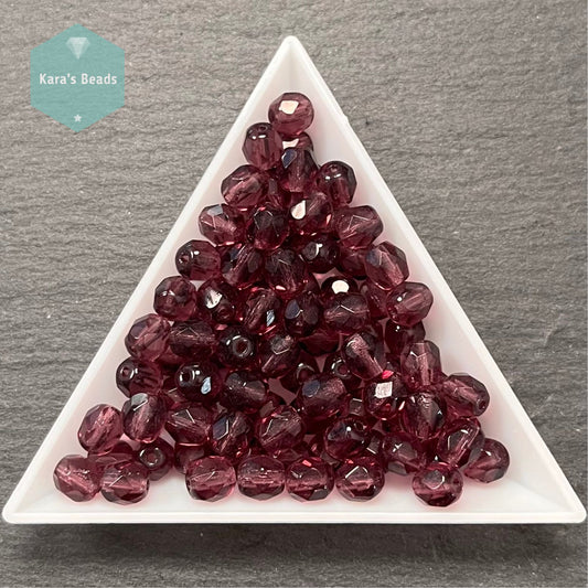 90pcs Tube 6mm Fire Polish Amethyst