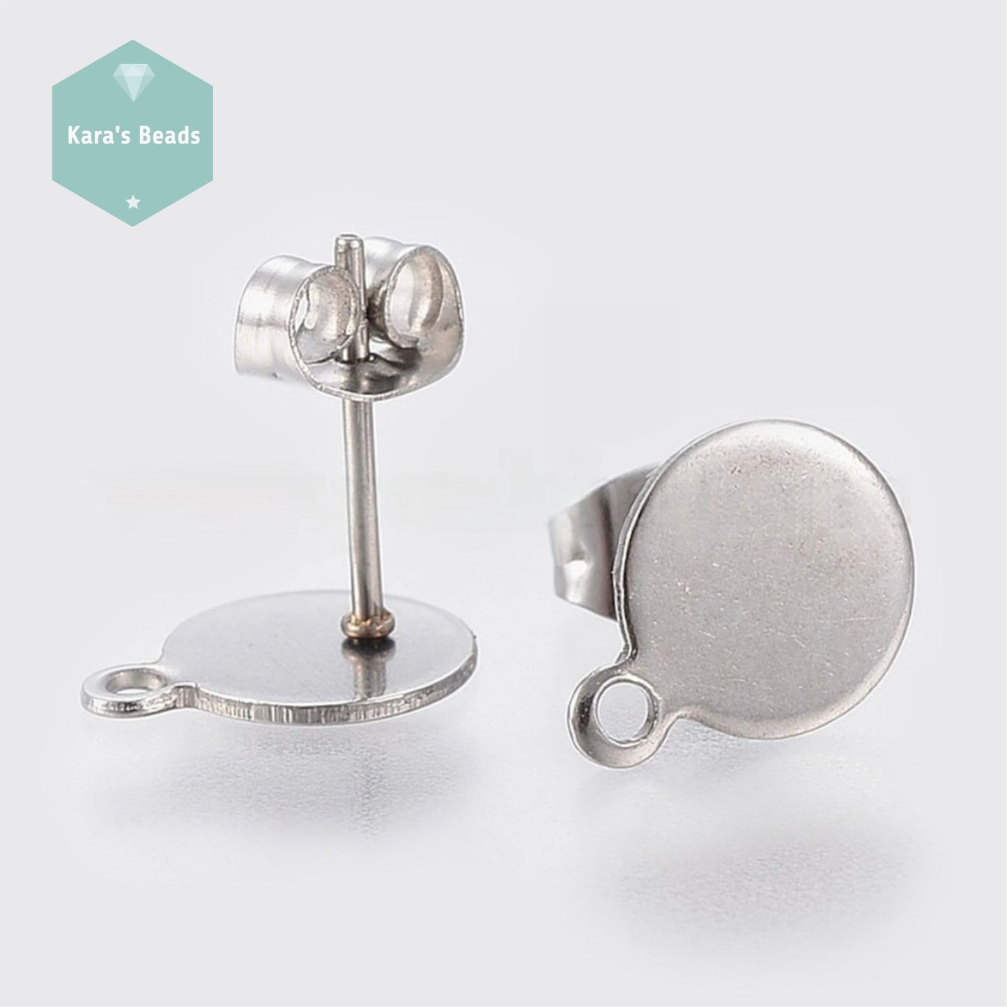 10mm Stainless Steel Round Earring Stud Posts 1 pair