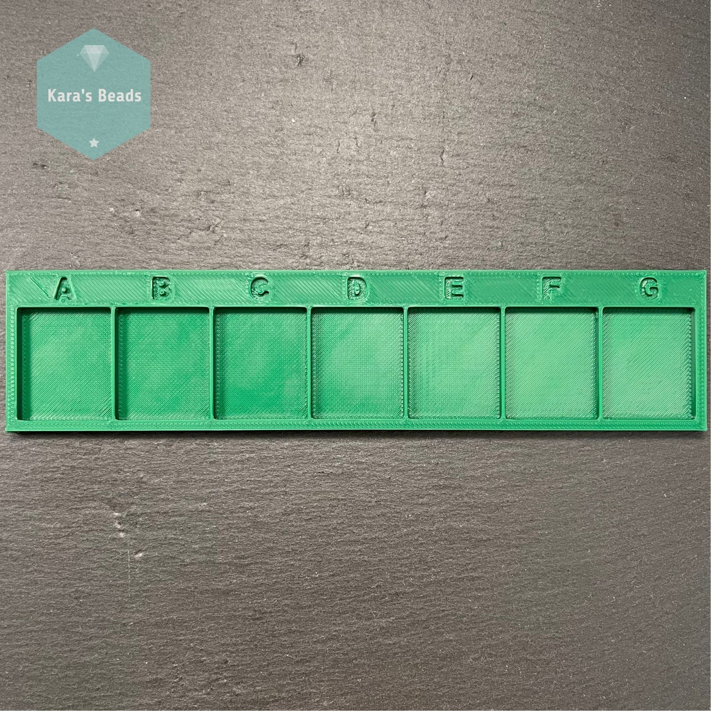A to G Bead Tray for Peyote Patterns 7 Compartments Green