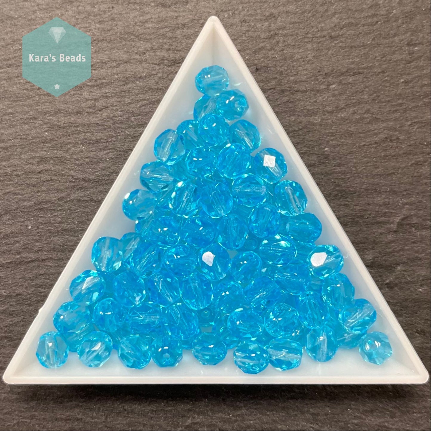 90pcs Tube 6mm Fire Polish Aqua