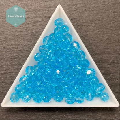 90pcs Tube 6mm Fire Polish Aqua