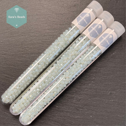 300pcs Tube 3x4mm Rondelle Beads White Opal