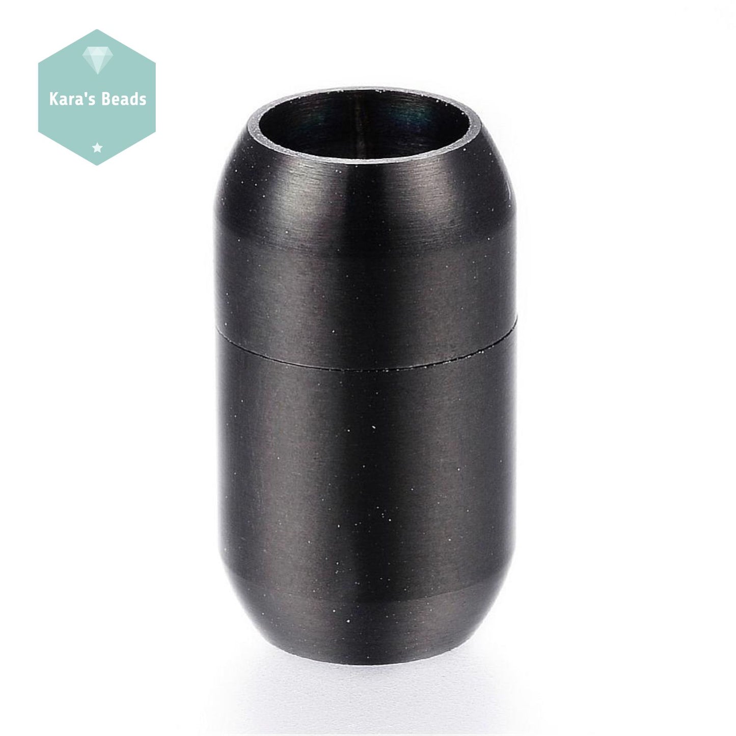 8mm Stainless Steel Magnetic Clasp Black Barrel 1 pc