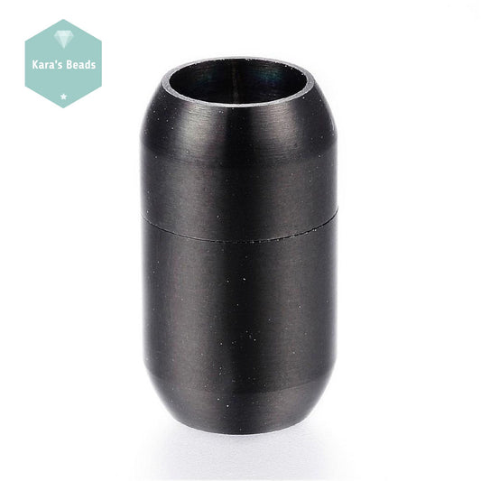 8mm Stainless Steel Magnetic Clasp Black Barrel 1 pc