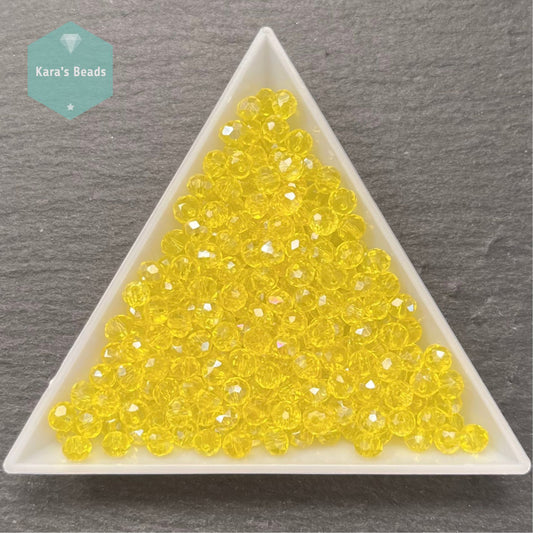 300pcs Tube 3x4mm Rondelle Beads Transparent Yellow Luster