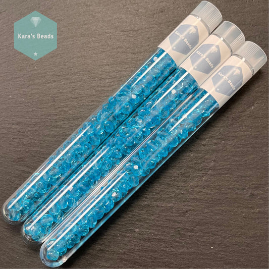 90pcs Tube 6mm Fire Polish Aqua