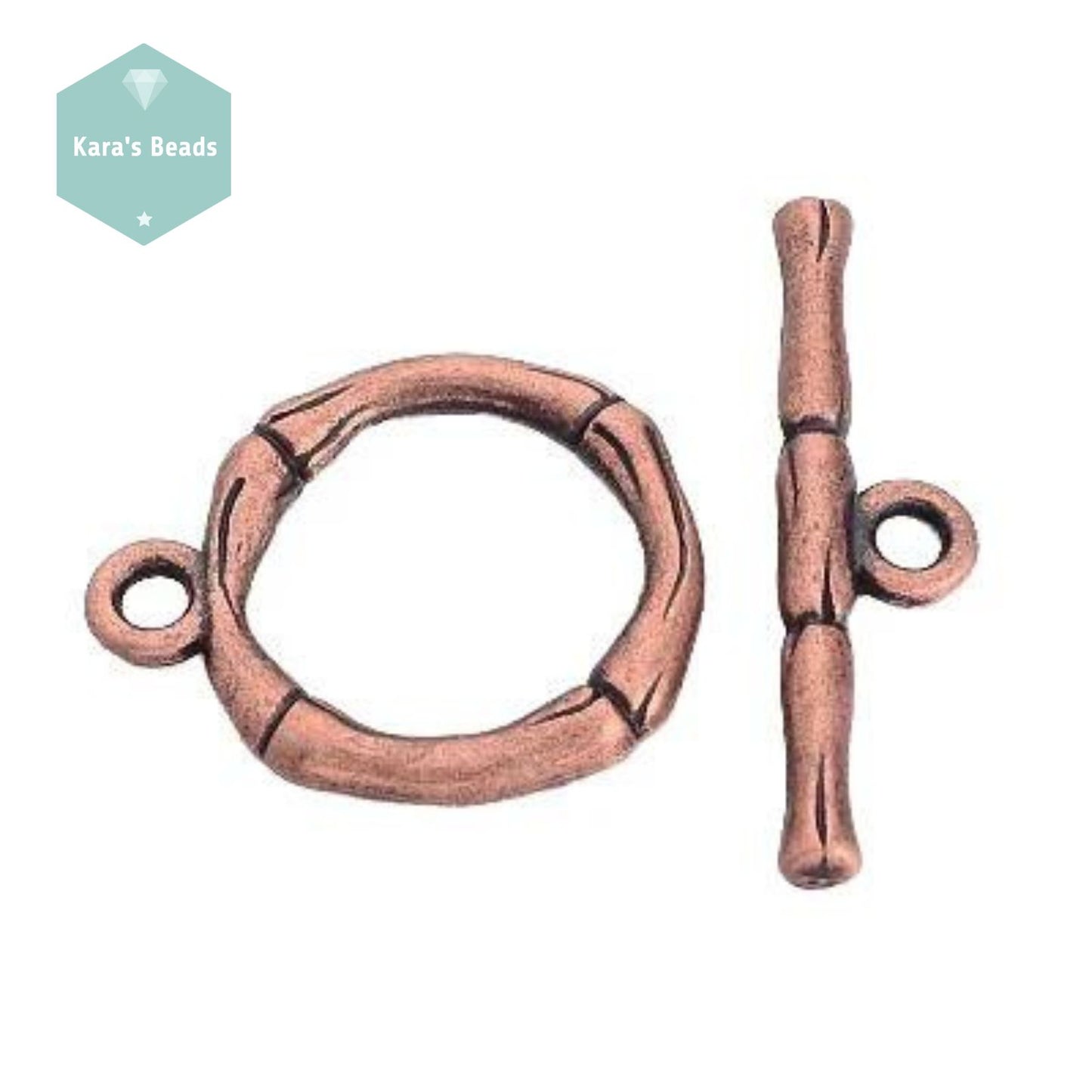 Bamboo Design Toggle Clasp Red Copper 1 pc