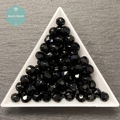 80pcs Tube 6mm Fire Polish Jet Black