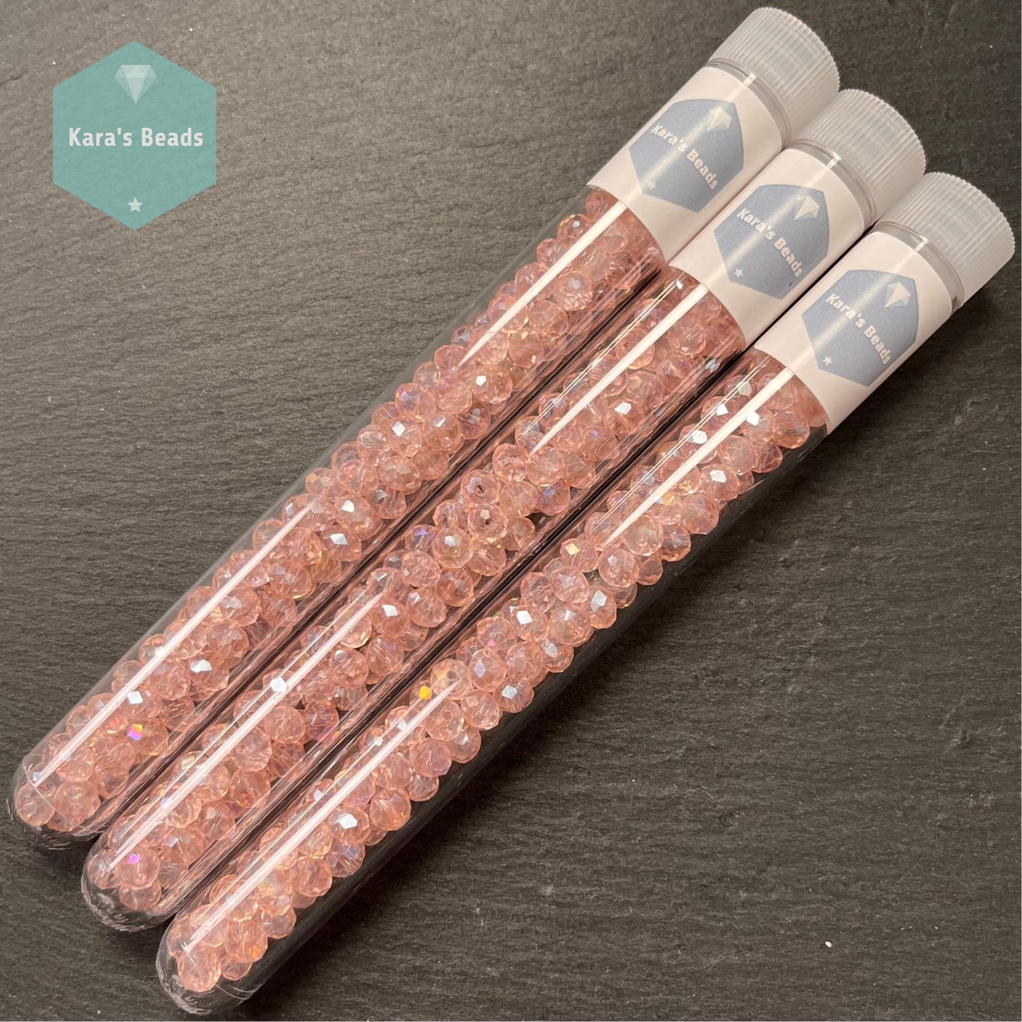 120pcs Tube 4x6 mm Rondelle Beads Transparent Rose AB