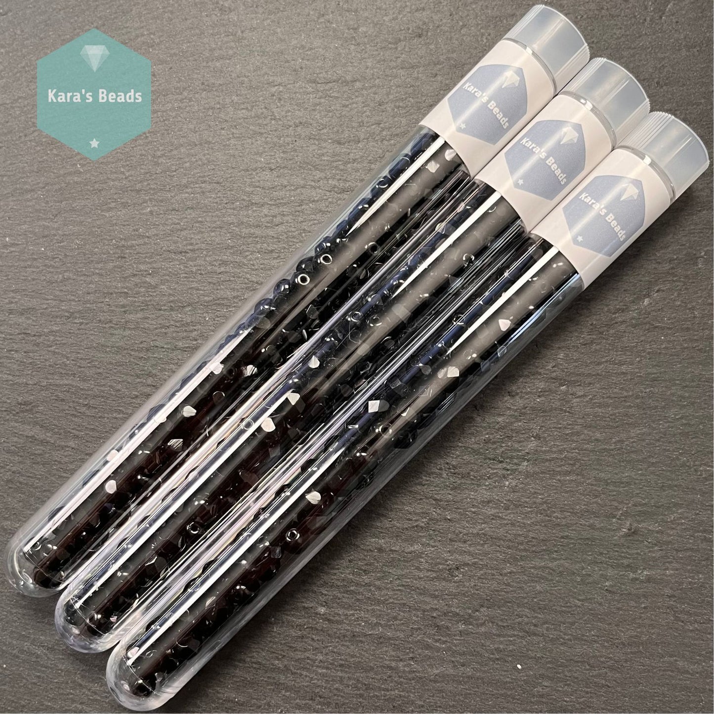 80pcs Tube 6mm Fire Polish Jet Black