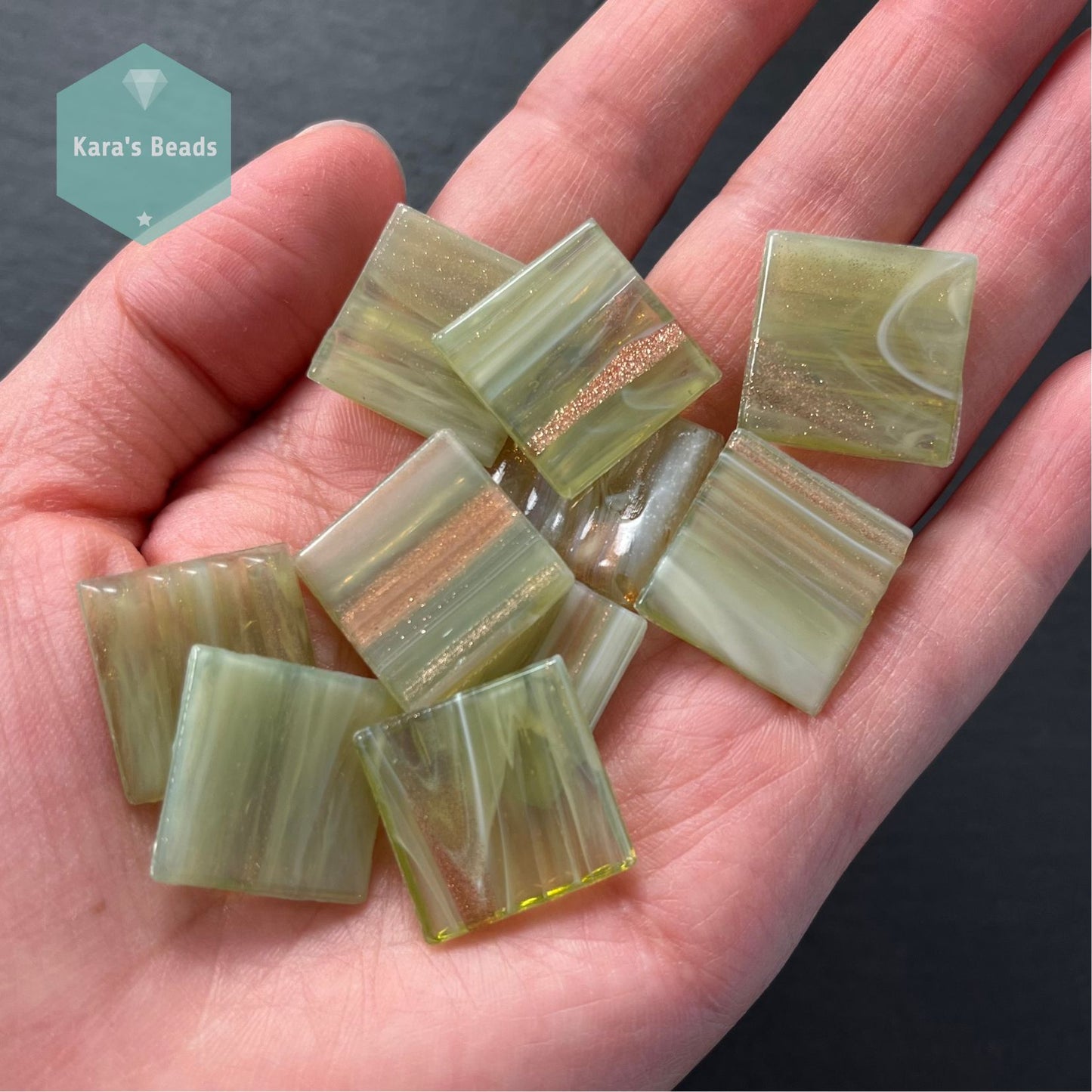 20x20 mm Tile Gold Brushed Green Marble 1 pc