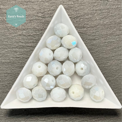 18pcs Tube 8x10 mm Rondelle Beads White Grey Luster