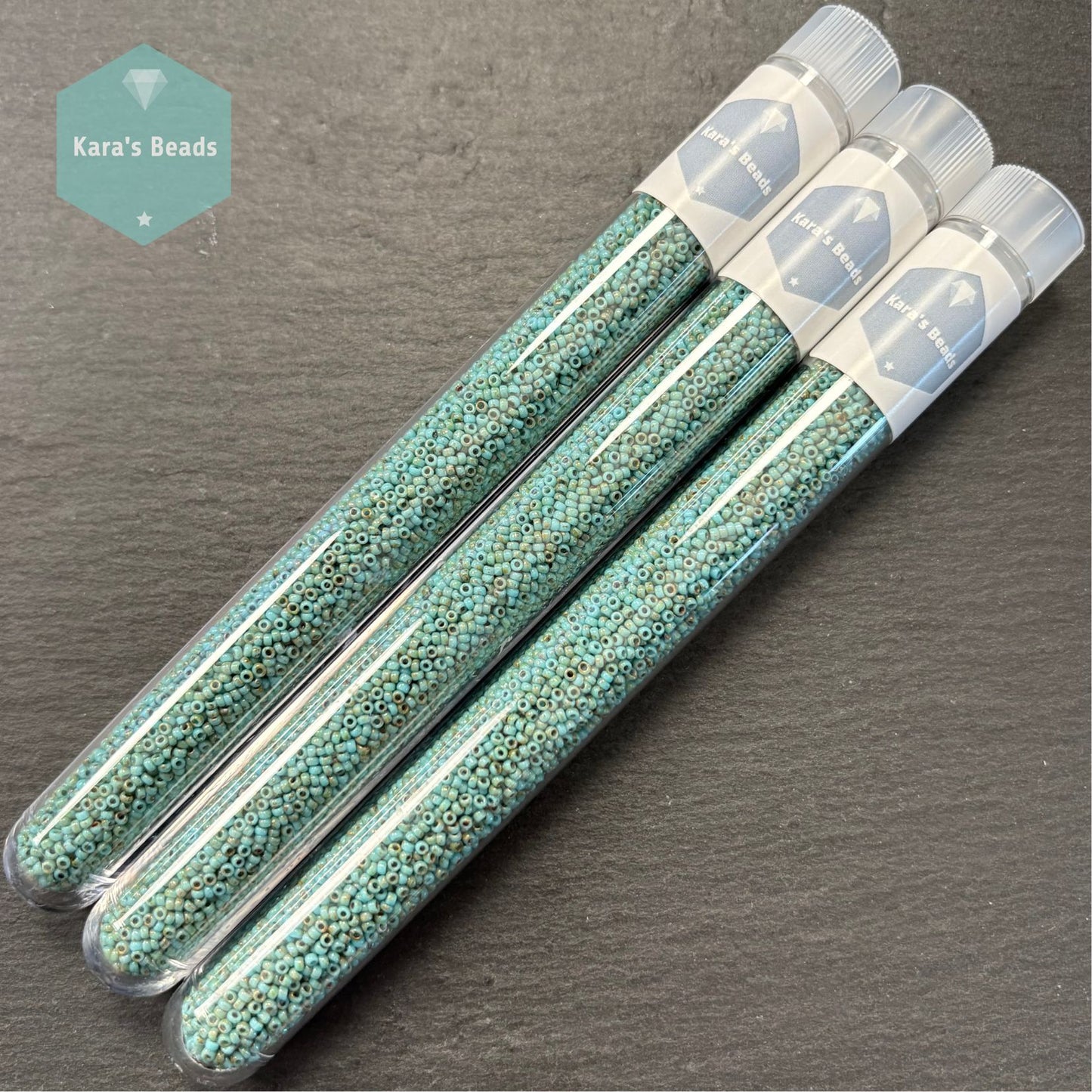 25g Tube 15/0 Miyuki Seed Beads RR15-4514 Picasso Opaque Seafoam Green