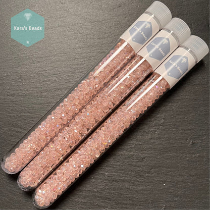 300pcs Tube 3x4mm Rondelle Beads Transparent Rose AB