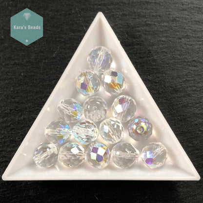 15pcs Tube 10mm Crystal AB Fire Polish Round Beads