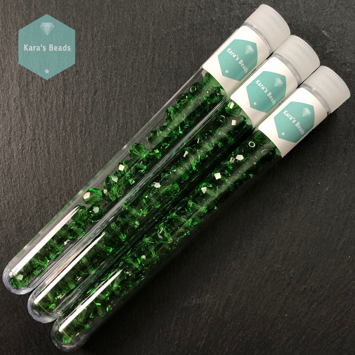 30pcs Tube 8mm Green Fire Polish Round Beads