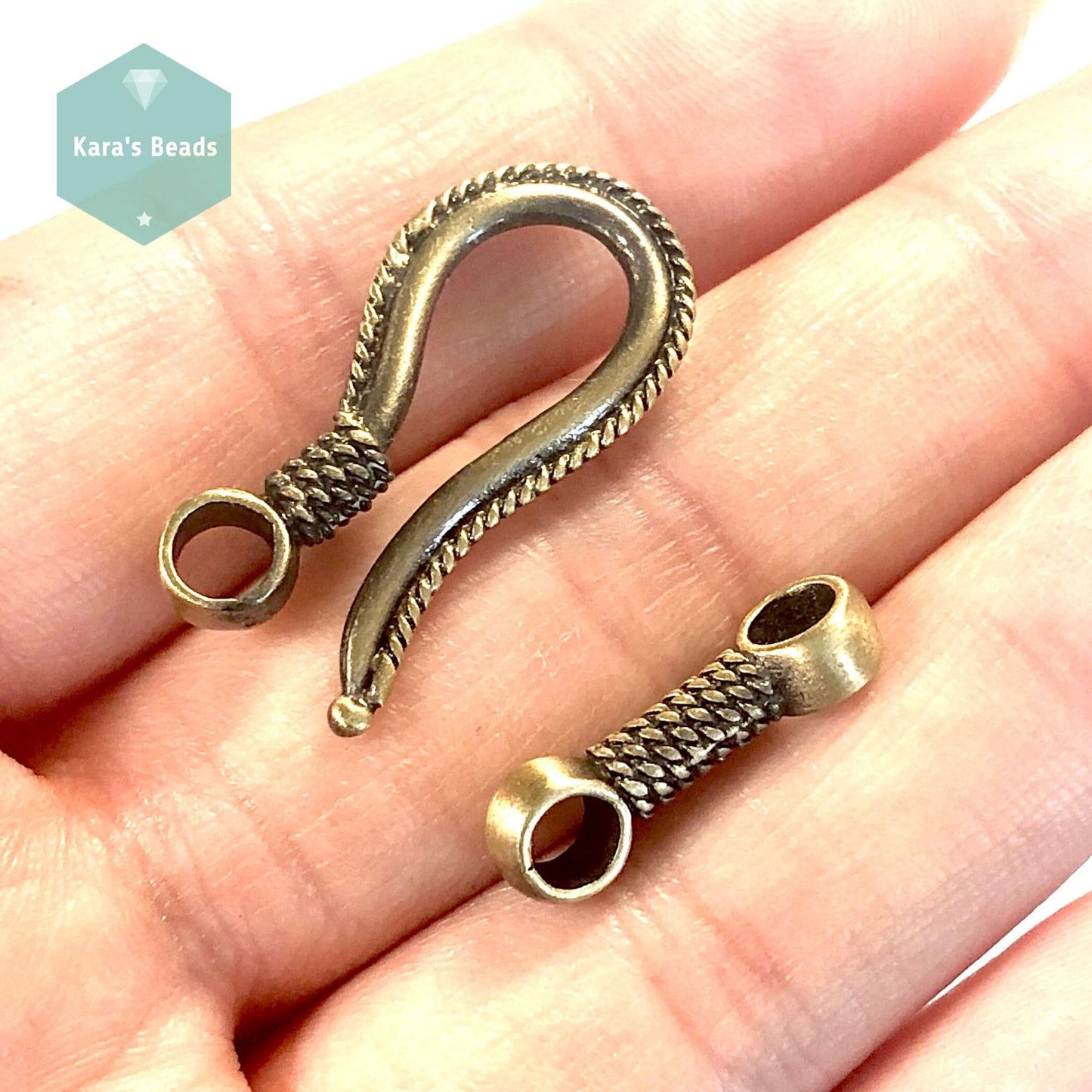 Chunky Bronze Hook & Eye Clasp 1 pc