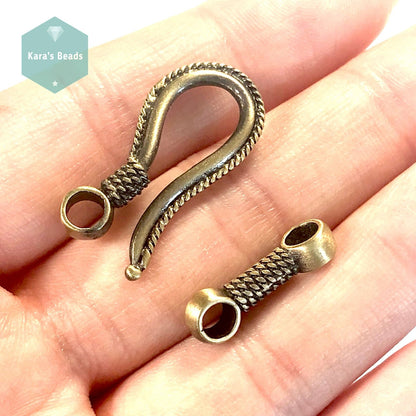 Chunky Bronze Hook & Eye Clasp 1 pc