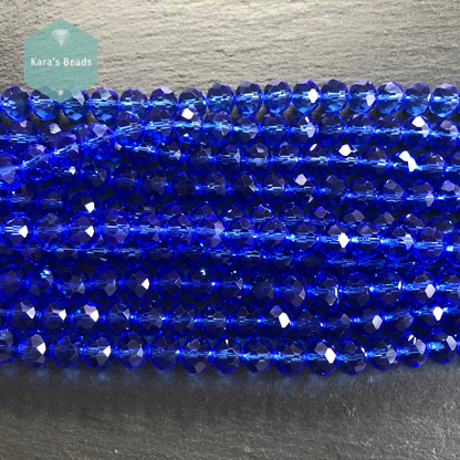 25pcs Strand 8x10 mm Rondelle Beads Sapphire