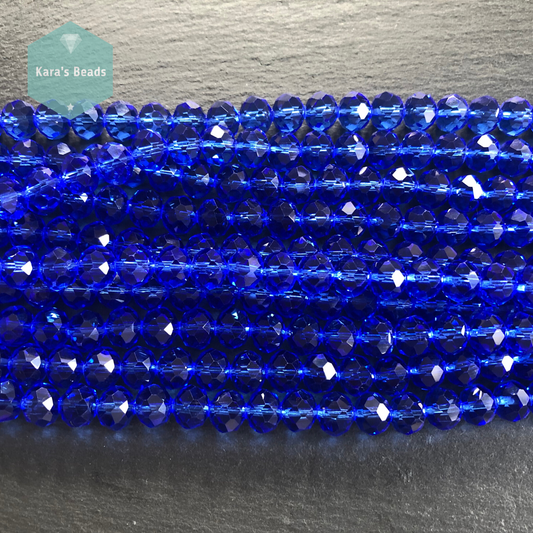 25pcs Strand 8x10 mm Rondelle Beads Sapphire