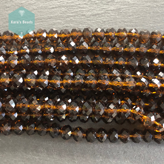 25pcs Strand 8x10 mm Rondelle Beads Smoked Topaz