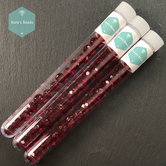 15pcs Tube 10mm Siam Ruby Fire Polish Round Beads