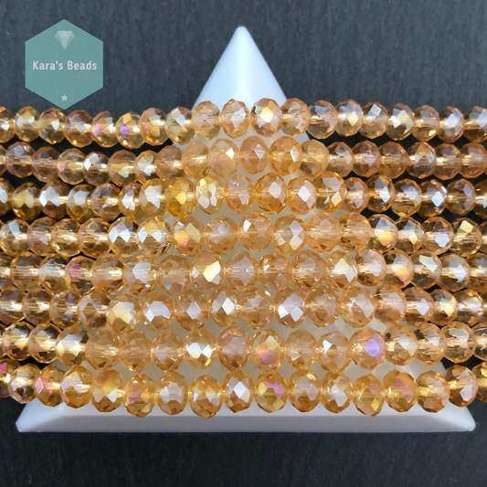 40 pcs String 4x6 mm Champagne AB Rondelle Beads