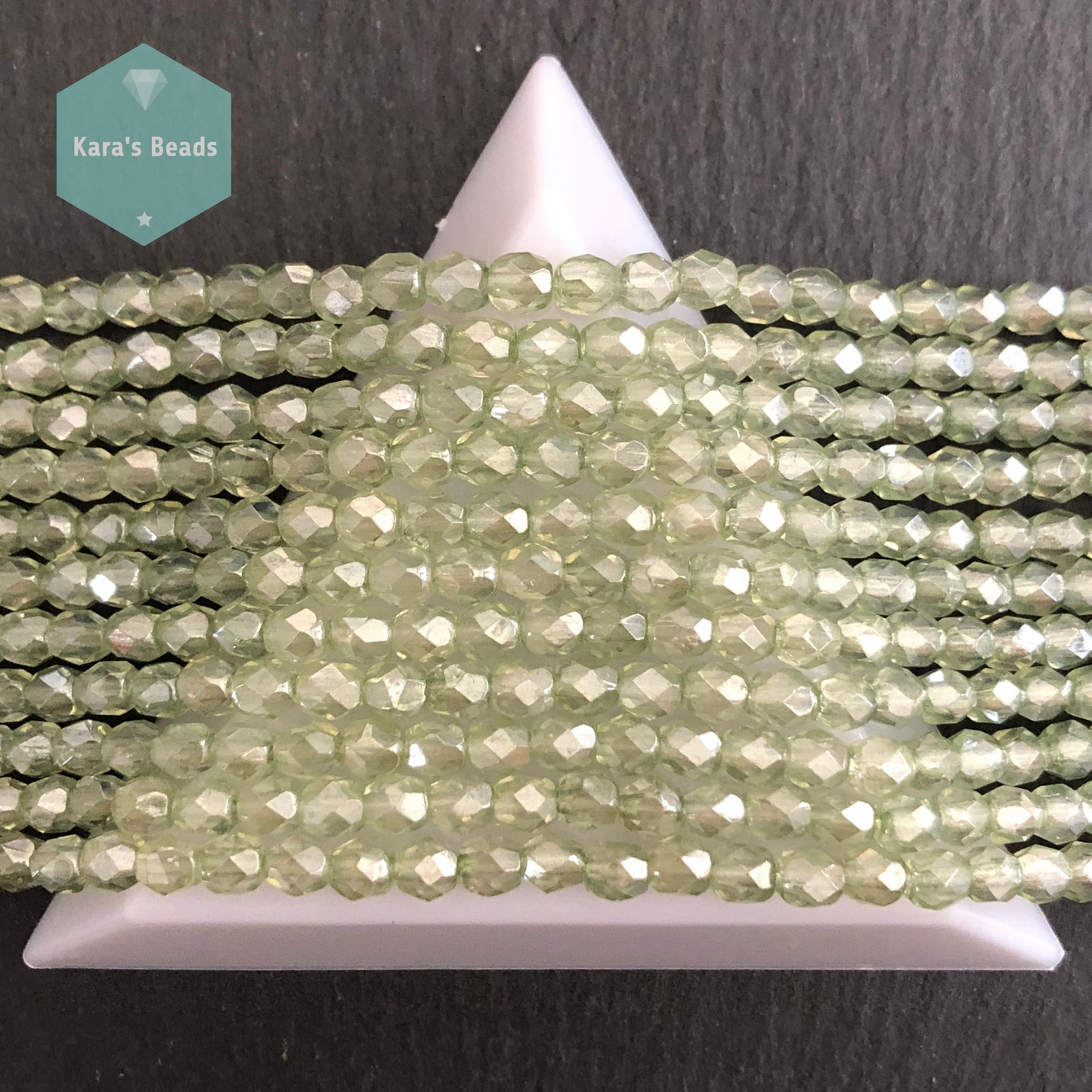 300pcs Tube 4mm Mint Luster Fire Polish Round Beads