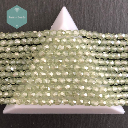 300pcs Tube 4mm Mint Luster Fire Polish Round Beads