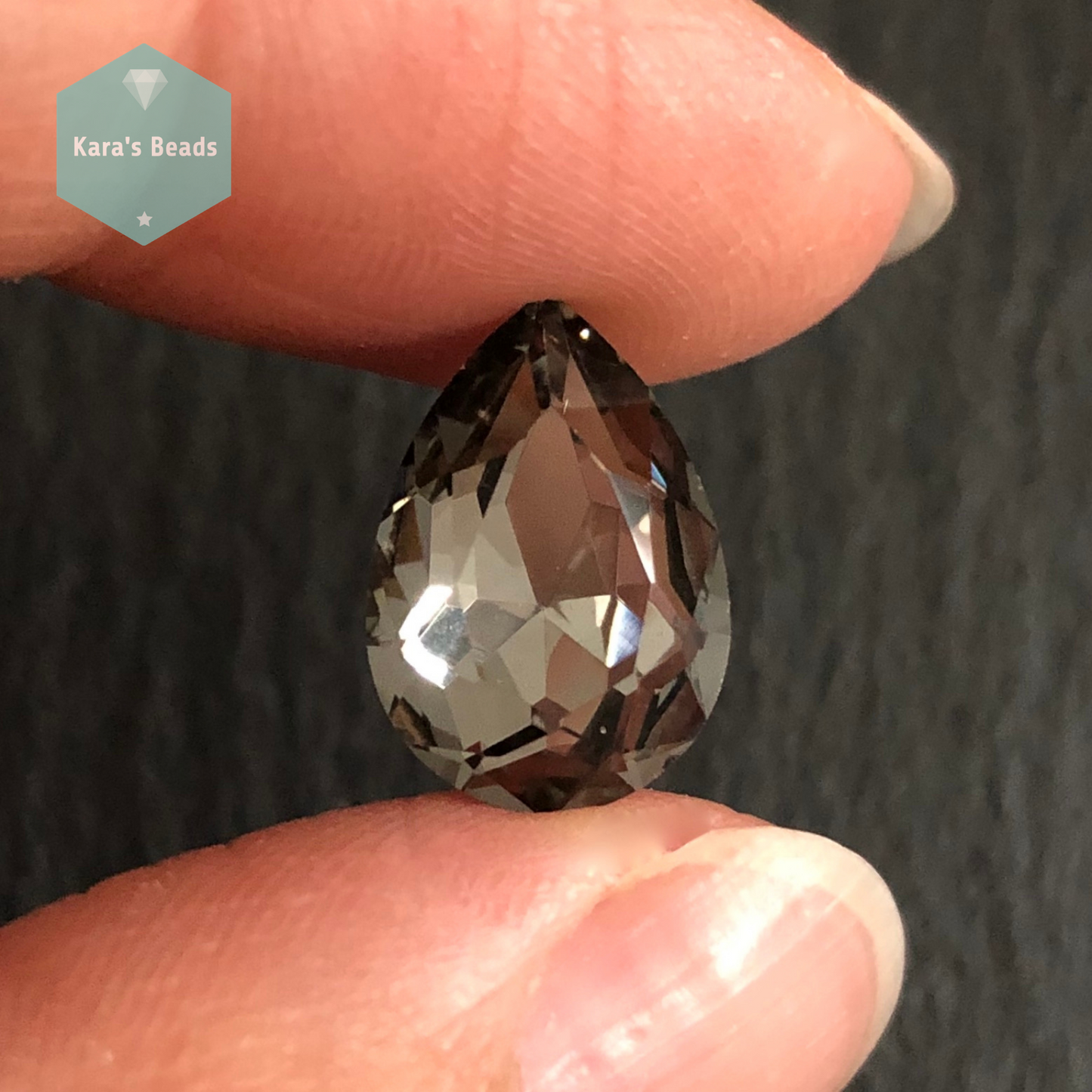 10x14 mm Drop Glass Cabochon Black Diamond 1 pc