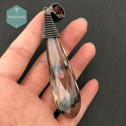 10 cm Crystal Drop Pendant Black Gun Bail 1 pc