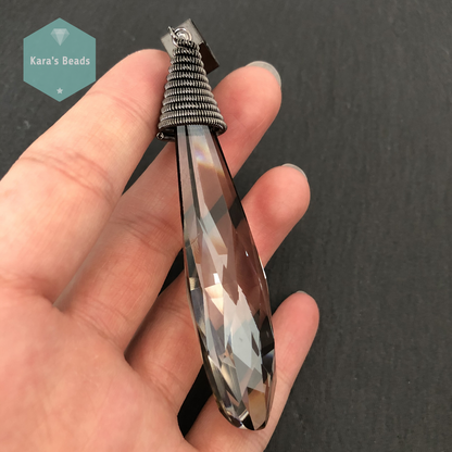 10 cm Crystal Drop Pendant Black Gun Bail 1 pc