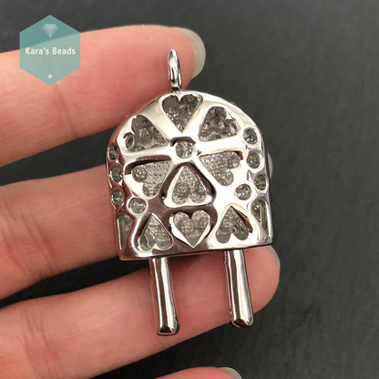 46 mm Plug Pendant Silver with Rhinestones 1 pc