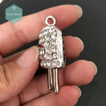 46 mm Plug Pendant Silver with Rhinestones 1 pc