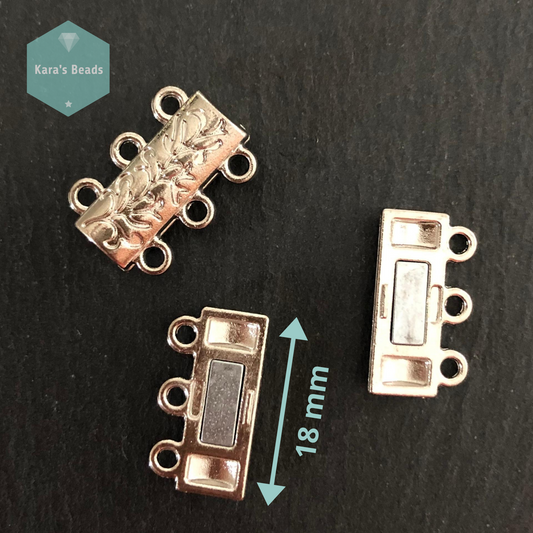 3 Strand Magnetic Clasp Silver 1 pc