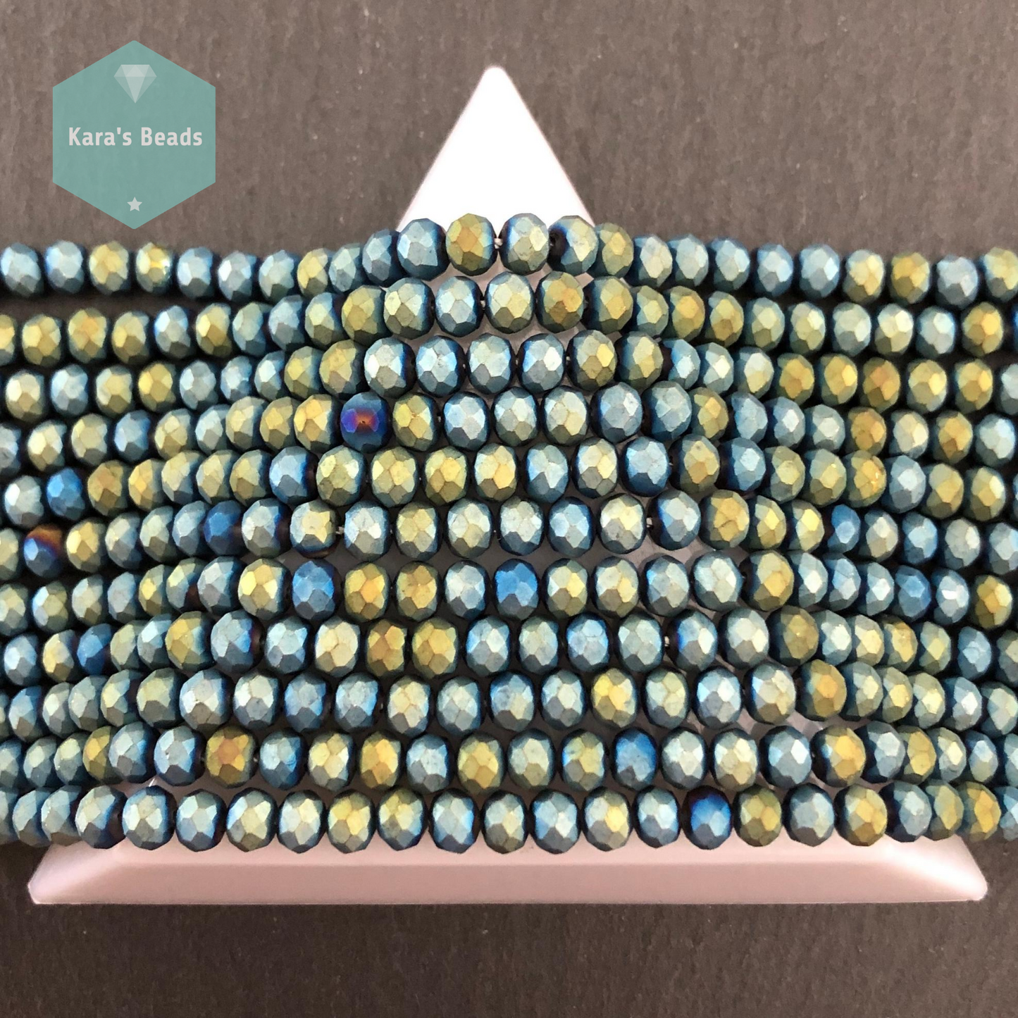 60 pcs String 3x4 mm Matt Blue Rainbow Rondelle Beads