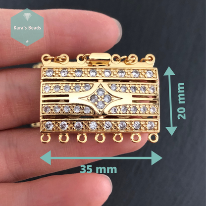7 Strand Art Deco Box Clasp Gold 1 pc