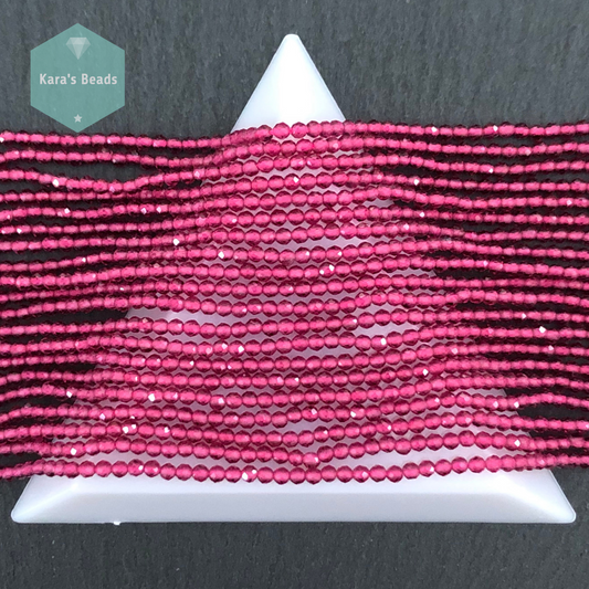150 pcs String 2 mm Fuchsia Faceted Round Beads